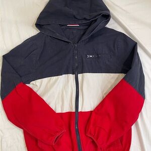 Brandy Melville Red and Navy Colorblock Windbreaker Jacket